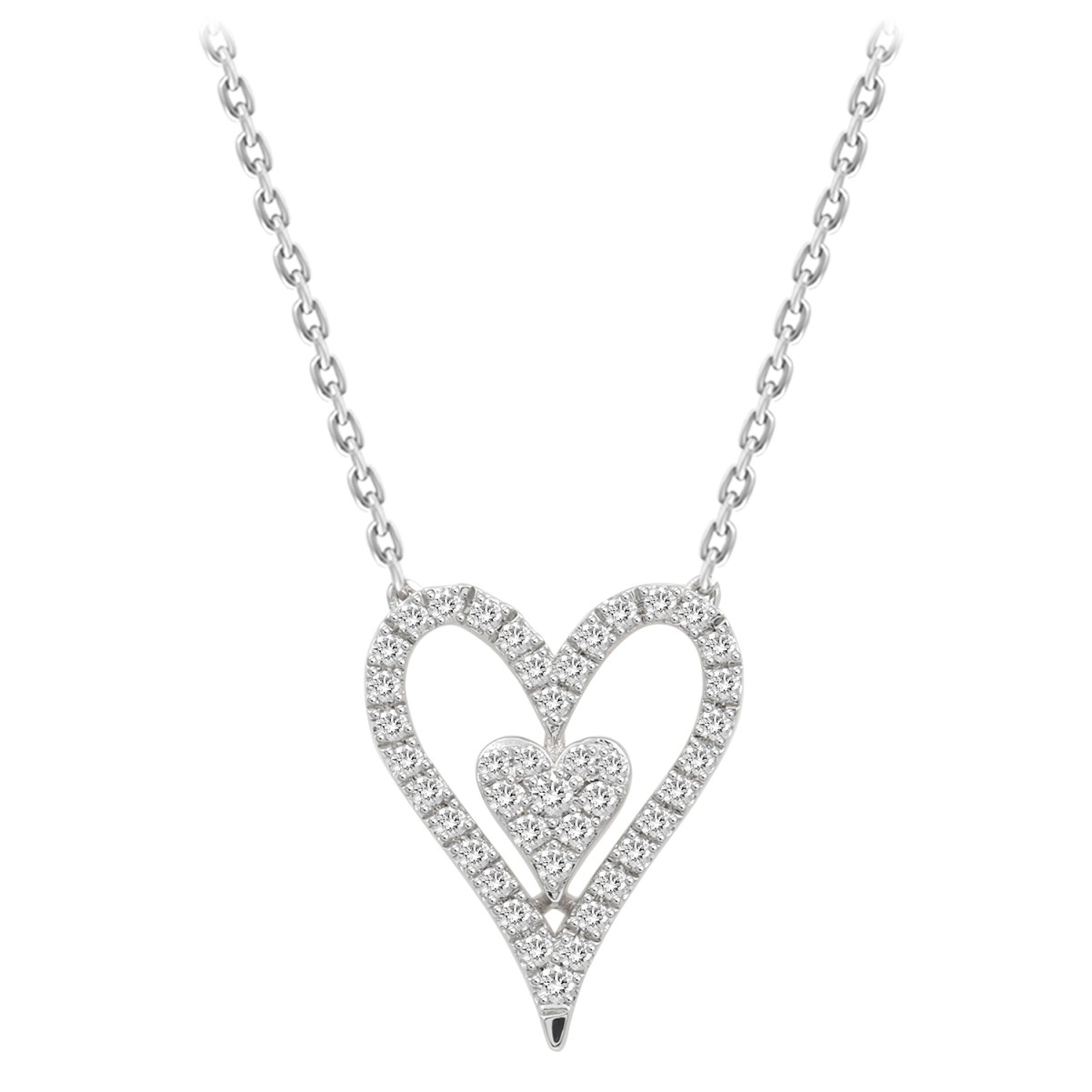18K WHITE GOLD 1/4CT ROUND DIAMOND LADIES NECKLACE 