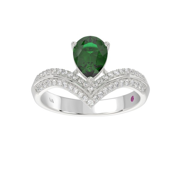18K WHITE GOLD 1 1/5CT ROUND/PEAR DIAMOND LADIES F...