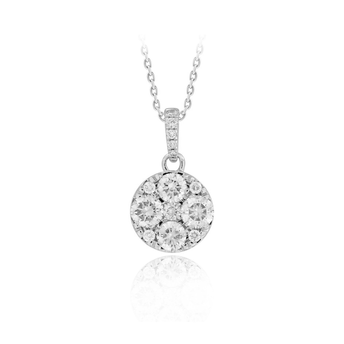 18K WHITE GOLD 1CT ROUND DIAMOND LADIES PENDANT WITH CHAIN  