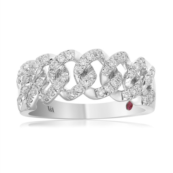 14K WHITE GOLD 1/2CT ROUND/PINK SAPPHIRE DIAMOND L...