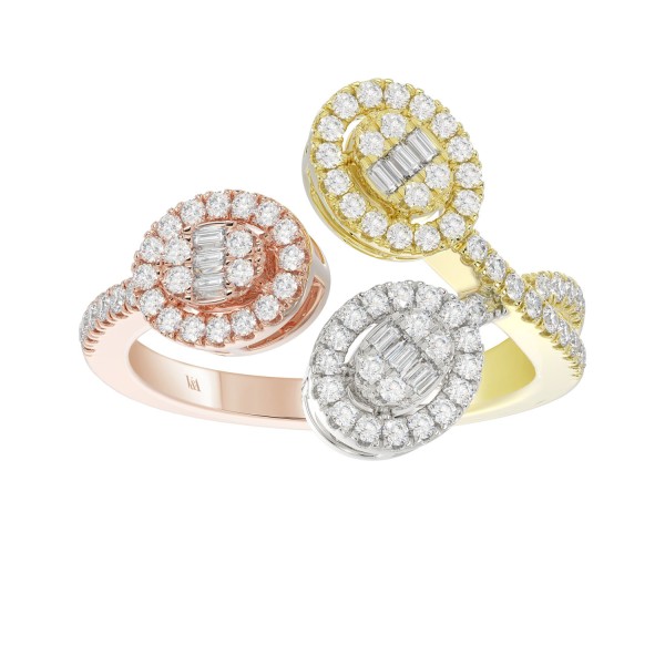 18K WHITE GOLD/ROSE GOLD/YELLOW GOLD 1/2CT ROUND/B...