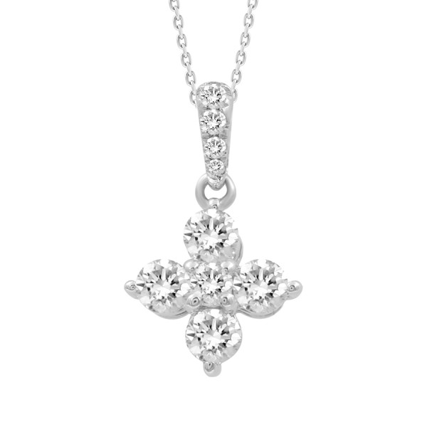 18K WHITE GOLD 1/3CT ROUND DIAMOND LADIES PENDANT ...