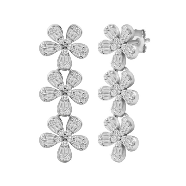 18K WHITE GOLD 7/8CT ROUND/BAGUETTE DIAMOND LADIES...