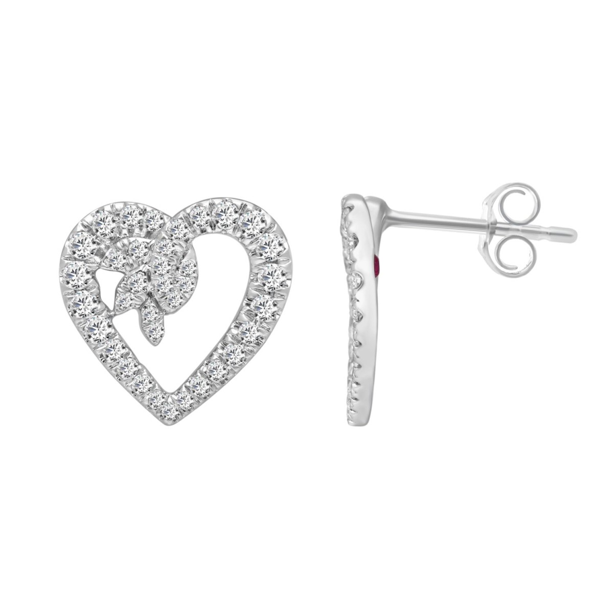 18K WHITE GOLD 1/2CT ROUND DIAMOND LADIES EARRINGS 