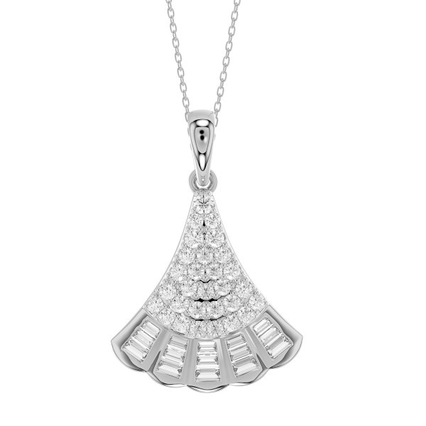 18K WHITE GOLD 1/2CT ROUND/BAGUETTE DIAMOND LADIES...