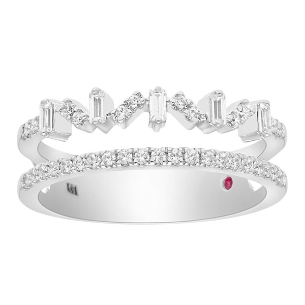 18K WHITE GOLD 1/3CT ROUND/BAGUETTE DIAMOND LADIES...