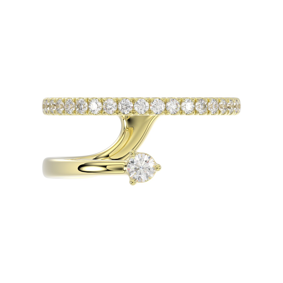 18K YELLOW GOLD 1/3CT ROUND DIAMOND LADIES RING 