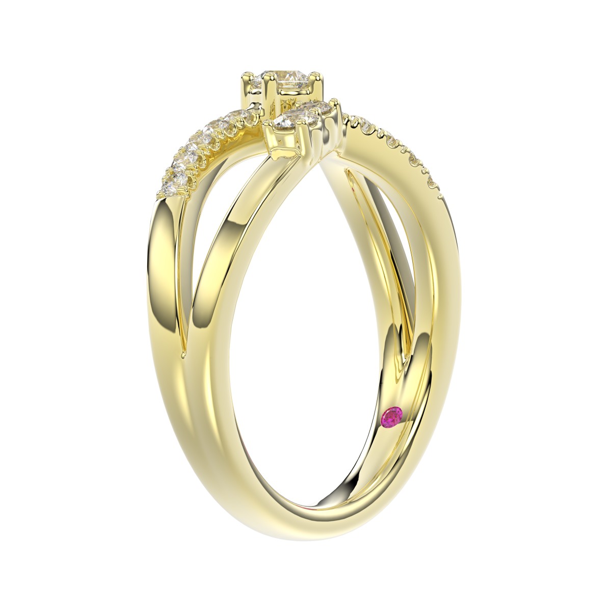 18K YELLOW GOLD 1/4CT ROUND DIAMOND LADIES RING 