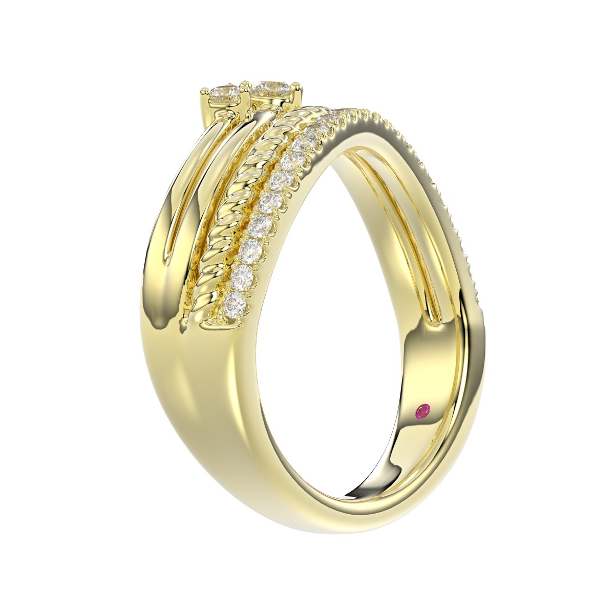 18K YELLOW GOLD 1/4CT ROUND DIAMOND LADIES RING 