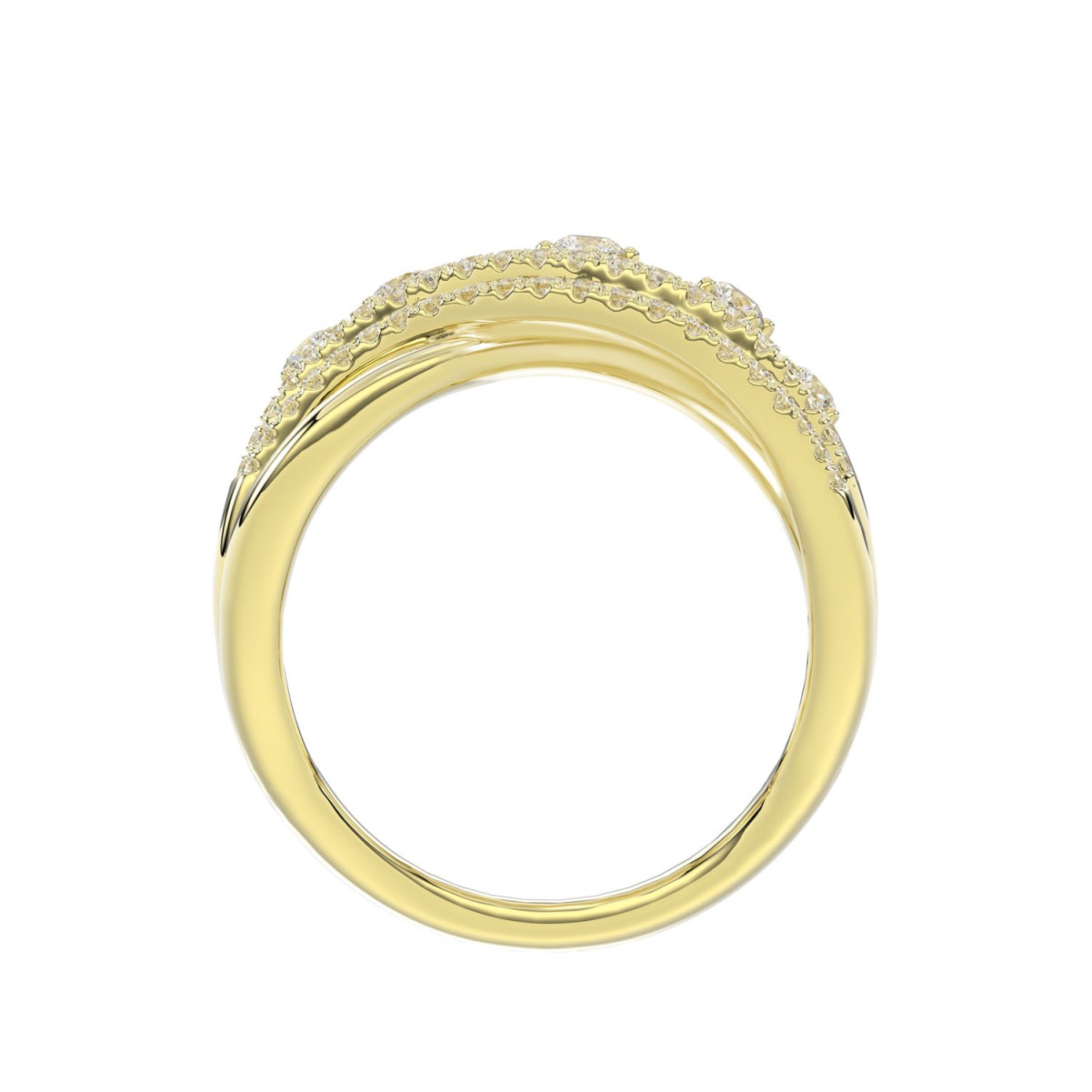 18K YELLOW GOLD 1/2CT ROUND DIAMOND LADIES FASHION RING