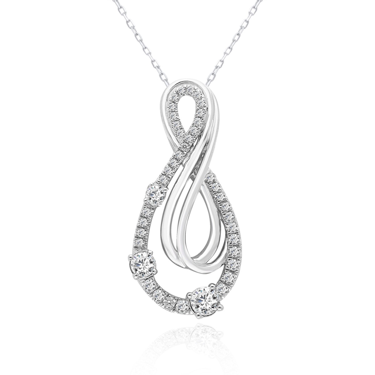18K WHITE GOLD 1/2CT ROUND DIAMOND LADIES PENDANT WITH CHAIN  
