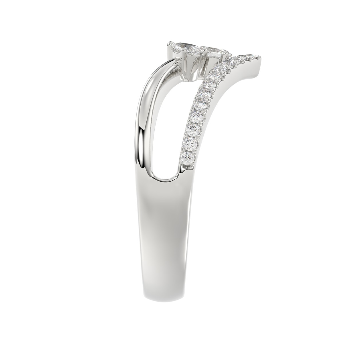 18K WHITE GOLD 1/2CT ROUND/PEAR DIAMOND LADIES RING
