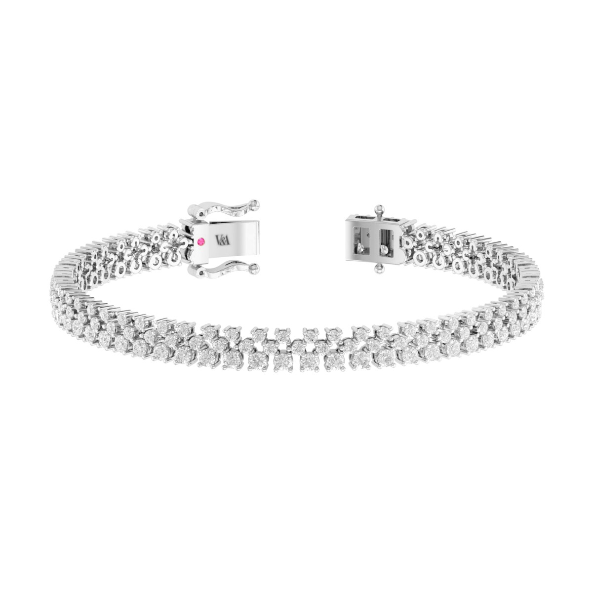 18K WHITE GOLD 6CT ROUND DIAMOND LADIES BRACELET 