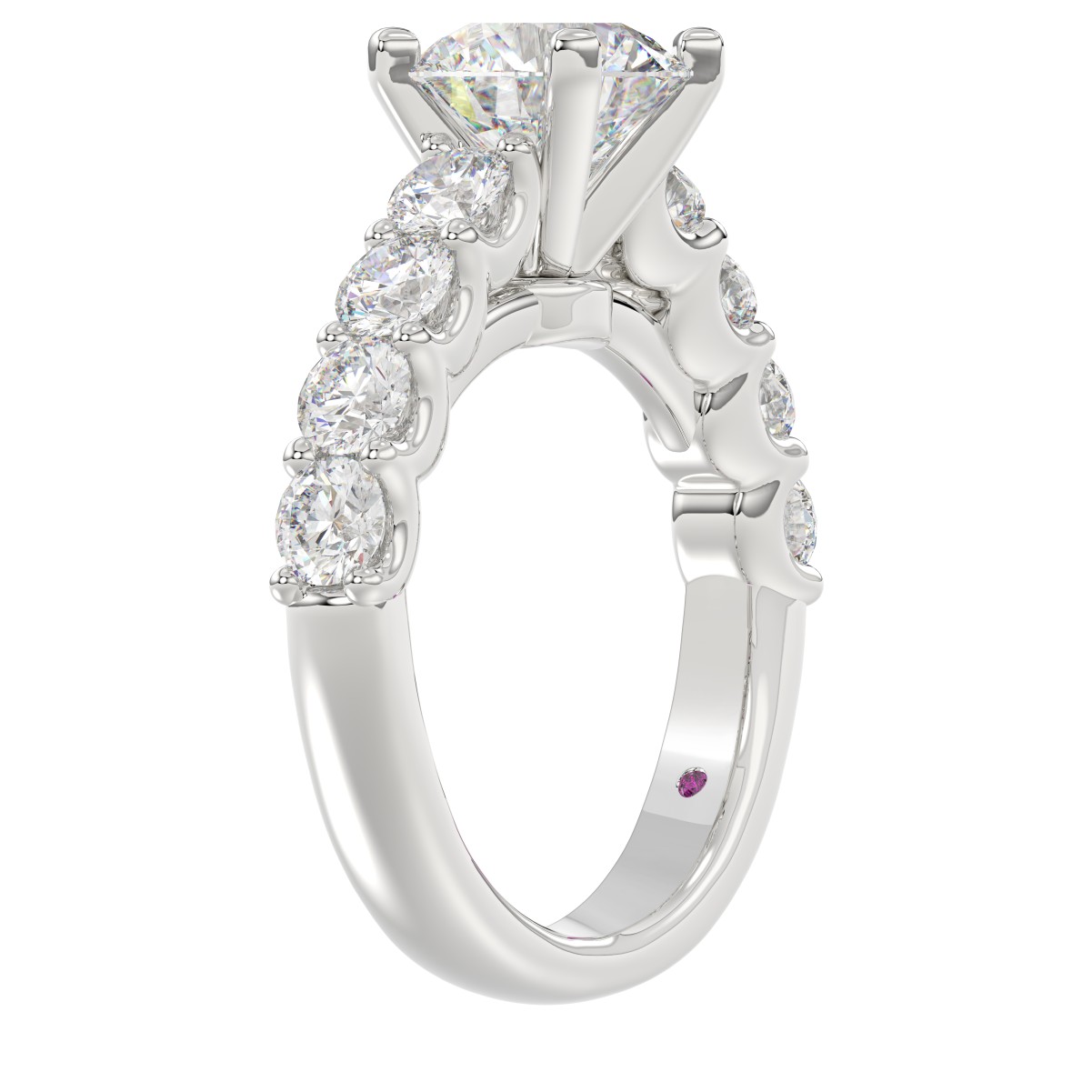 18K WHITE GOLD 3CT ROUND DIAMOND LADIES SEMI MOUNT BRIDAL SET(CENTER STONE MOUNT ROUND DIAMOND 2CT)