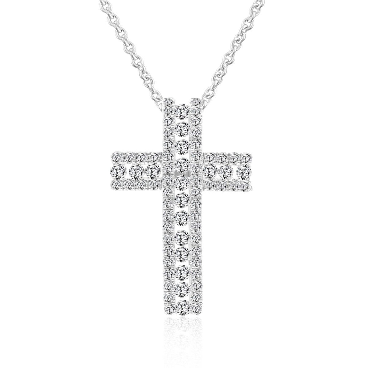 18K WHITE GOLD 1/2CT ROUND DIAMOND LADIES PENDANT WITH CHAIN  
