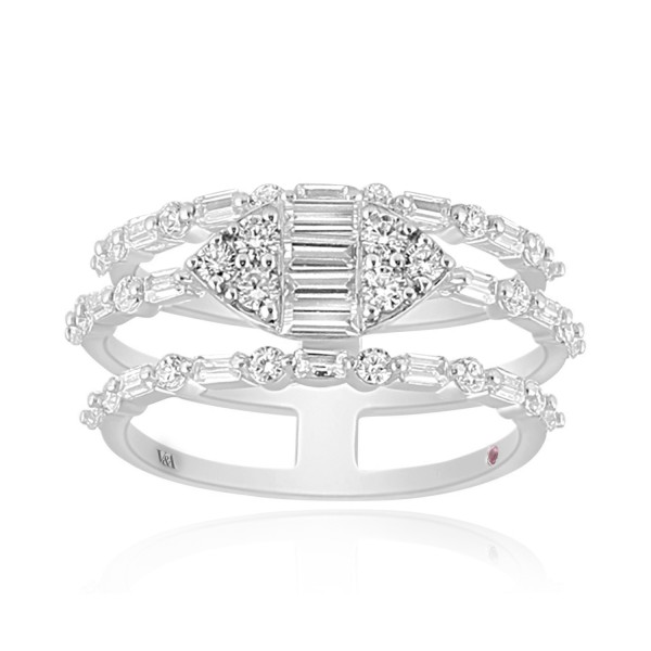 18K WHITE GOLD 1CT ROUND/BAGUETTE DIAMOND LADIES R...