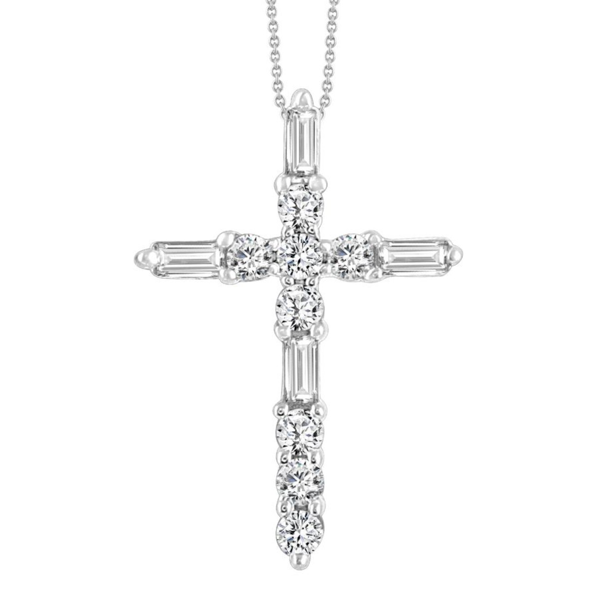 10K WHITE GOLD 1/4CT ROUND/BAGUETTE DIAMOND LADIES PENDANT WITH CHAIN 10K WHITE GOLD 1/4CT ROUND/BAGUETTE DIAMOND LADIES PENDANT WITH CHAIN