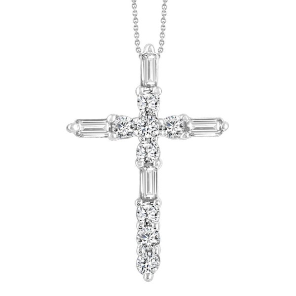 10K WHITE GOLD 1/4CT ROUND/BAGUETTE DIAMOND LADIES...