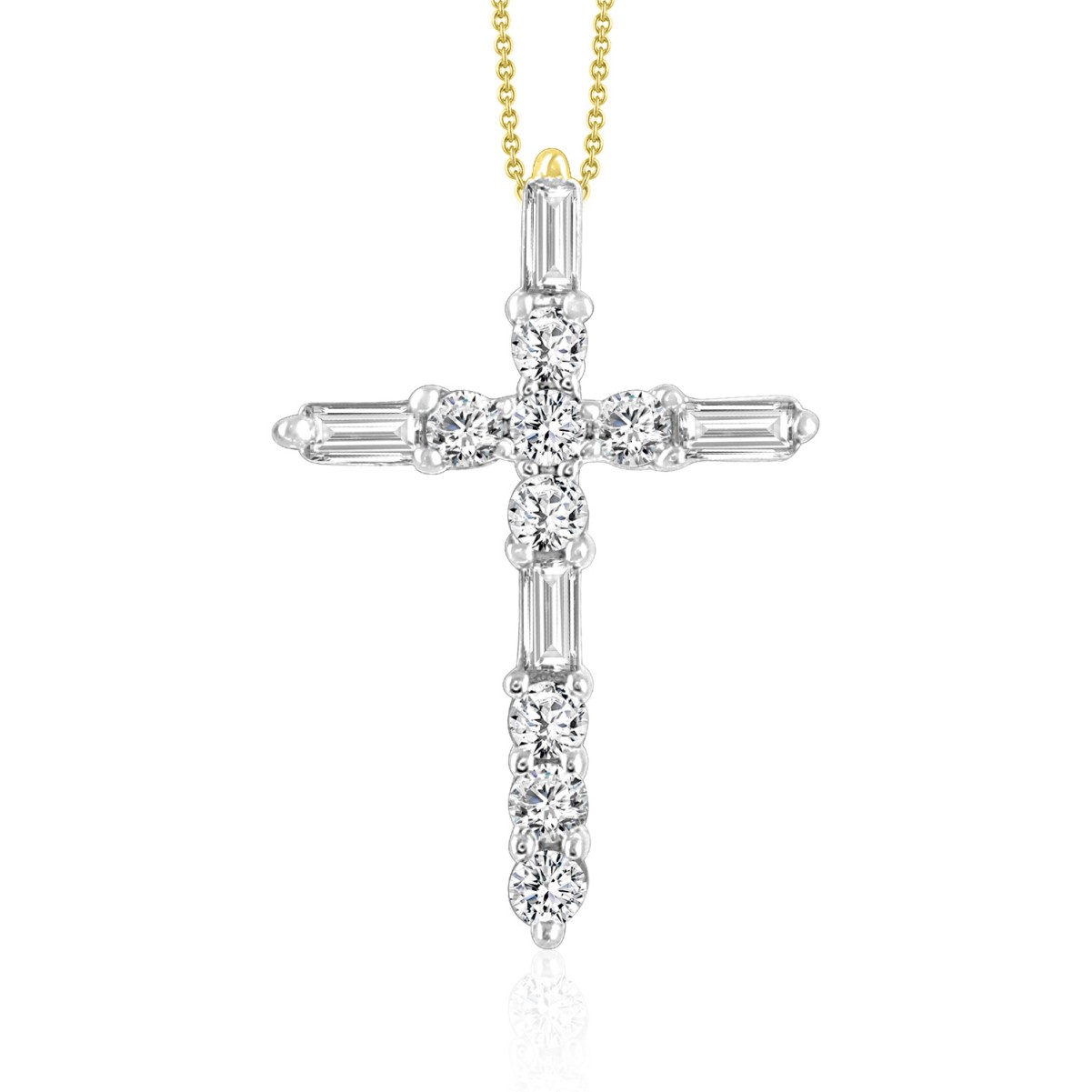 10K YELLOW GOLD 1/4CT ROUND/BAGUETTE DIAMOND LADIES PENDANT WITH CHAIN 10K YELLOW GOLD 1/4CT ROUND/BAGUETTE DIAMOND LADIES PENDANT WITH CHAIN