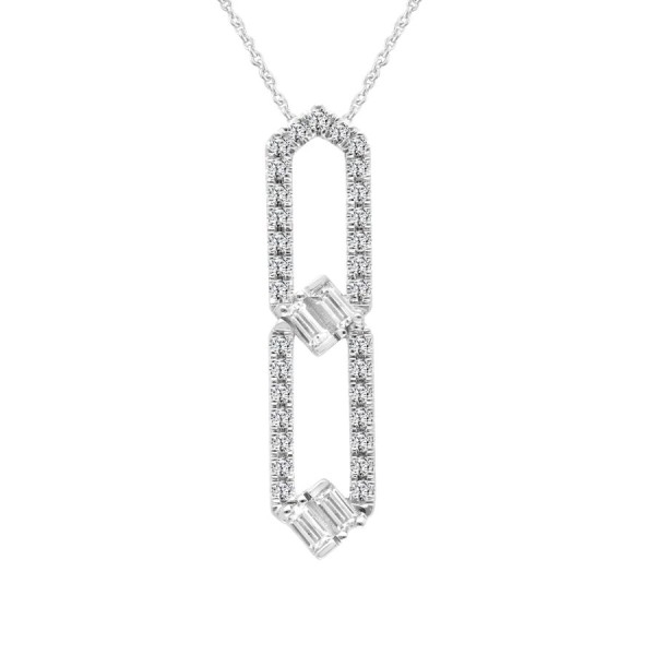 18K WHITE GOLD 1/4CT ROUND/BAGUETTE DIAMOND LADIES...
