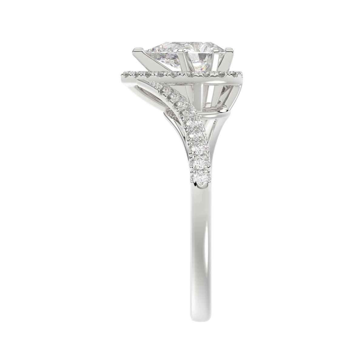 18K WHITE GOLD 1/4CT ROUND DIAMOND LADIES SEMI MOUNT RING(CENTER STONE MOUNT PEAR DIAMOND 1CT)