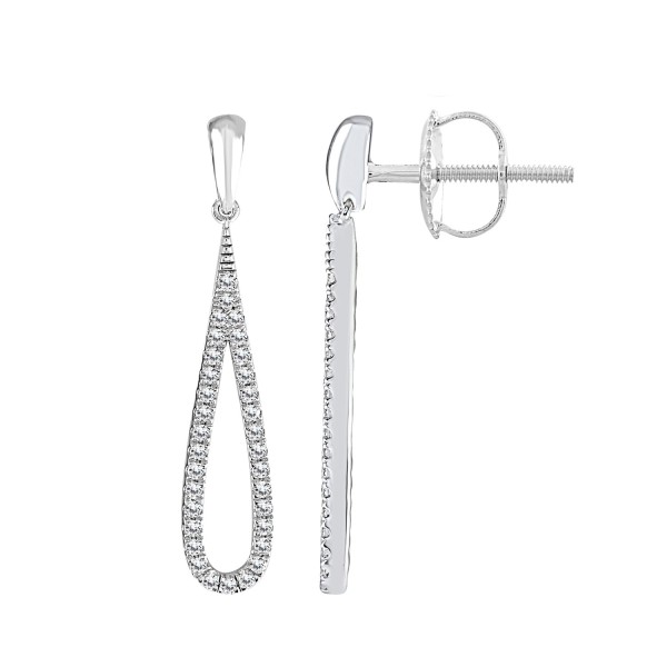 14K WHITE GOLD 1/3CT ROUND DIAMOND LADIES EARRINGS...