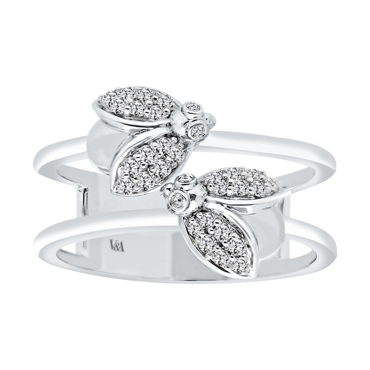 18K WHITE  GOLD 1/5CT ROUND DIAMOND LADIES FASHION RING