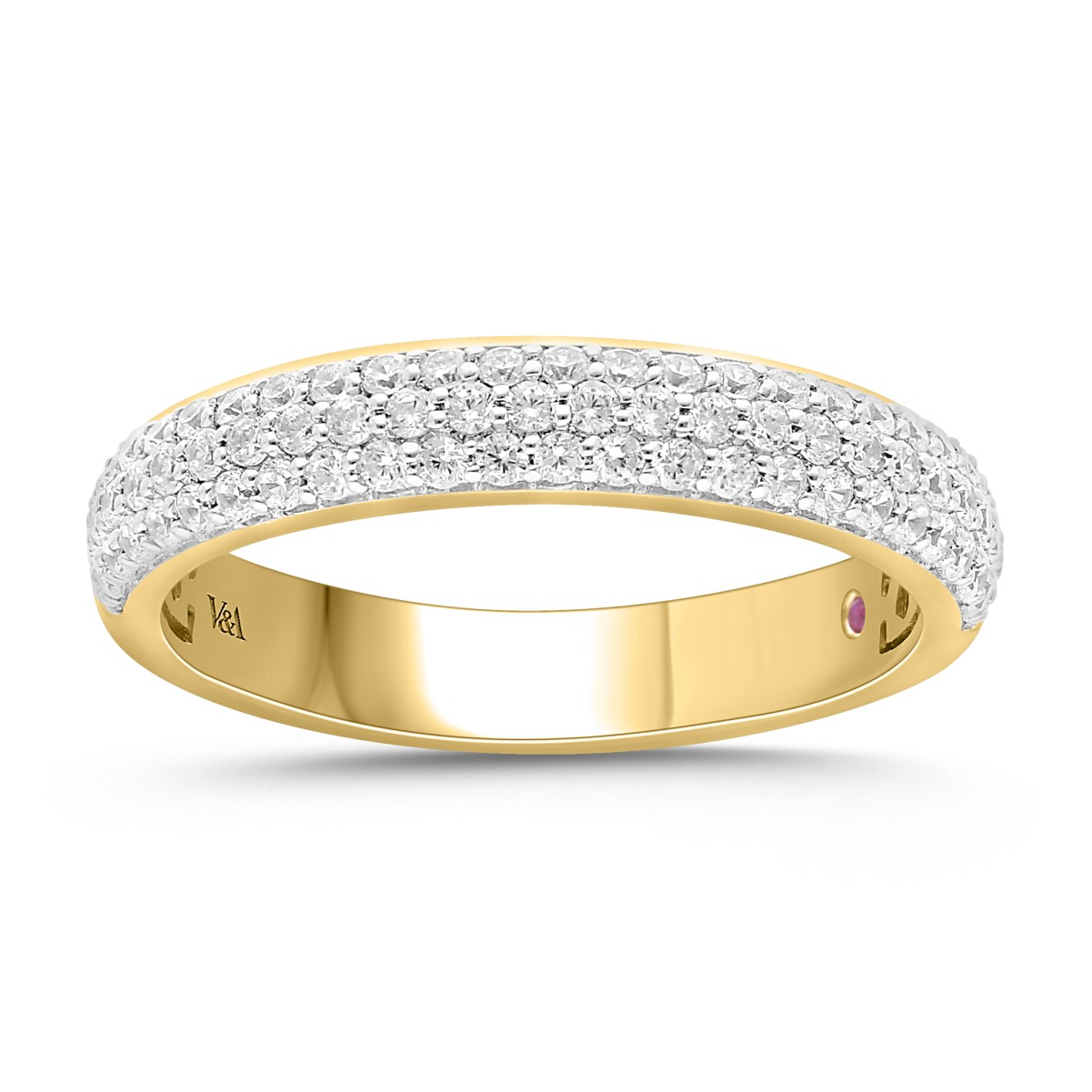 14K YELLOW GOLD 1/2CT ROUND DIAMOND LADIES BAND 