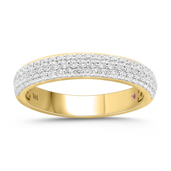 14K YELLOW GOLD 1/2CT ROUND DIAMOND LADIES BAND ...
