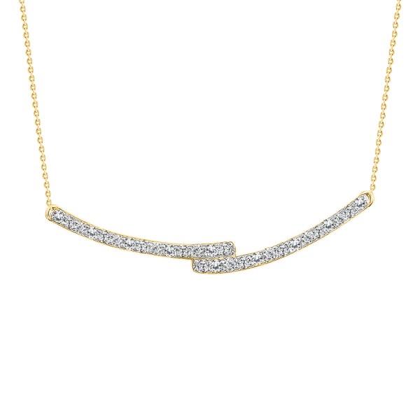 14K YELLOW GOLD 1/5CT ROUND DIAMOND LADIES NECKLAC...