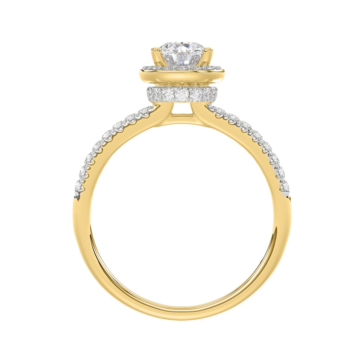 18K YELLOW GOLD 1 1/4 ROUND/PEAR DIAMOND LADIES BRIDAL SET(CENTER STONE PEAR DIAMOND 3/4CT)