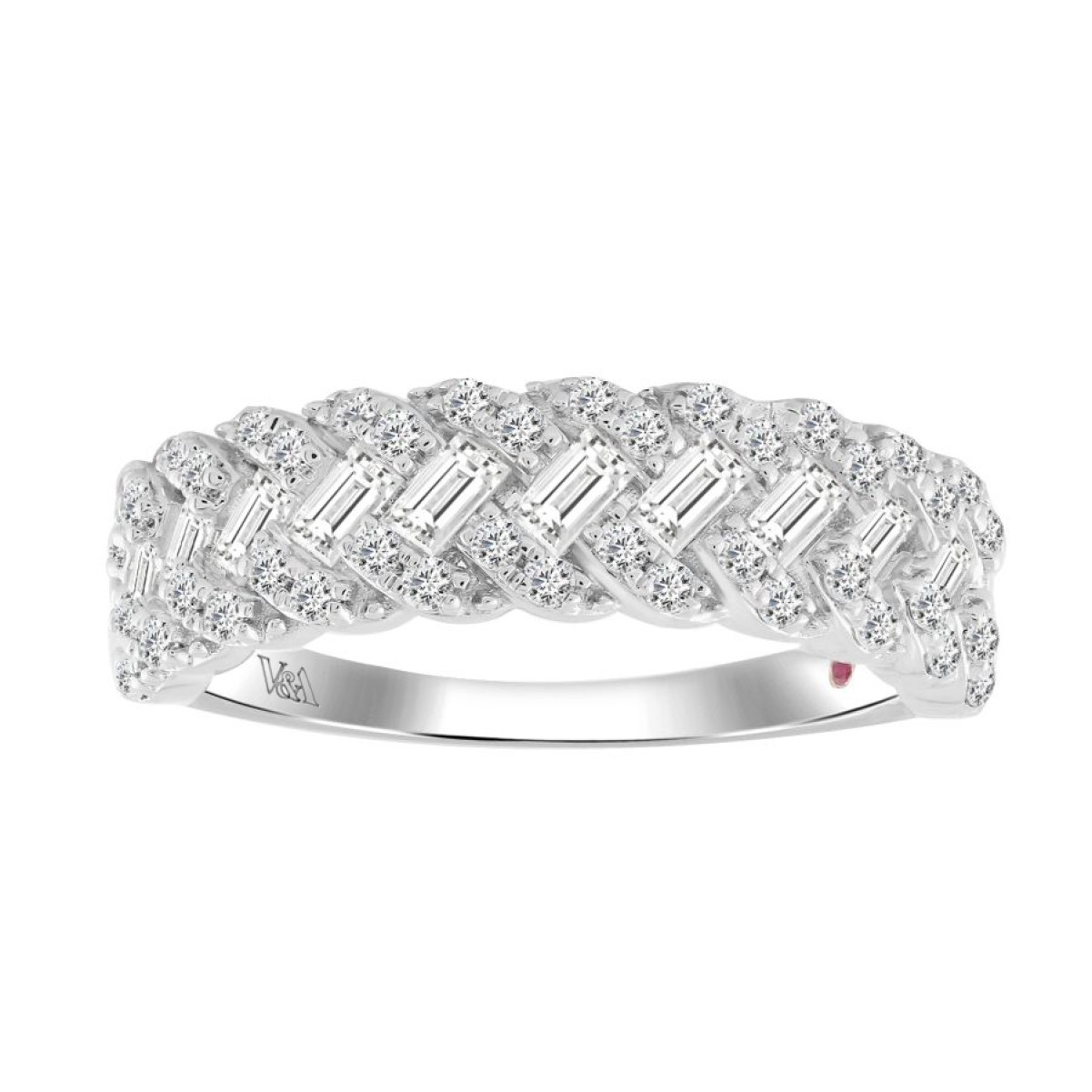 18K WHITE GOLD 3/4CT ROUND/BAGUETTE DIAMOND LADIES BAND 