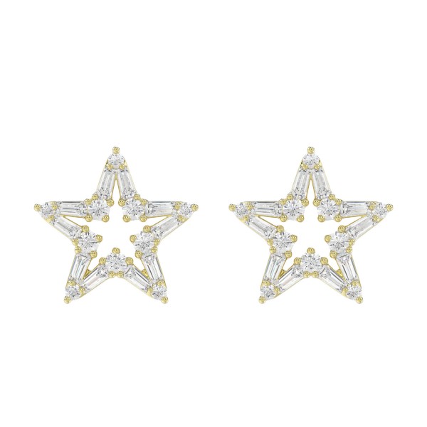 18K YELLOW GOLD 1/2CT ROUND/BAGUETTE DIAMOND LADIE...