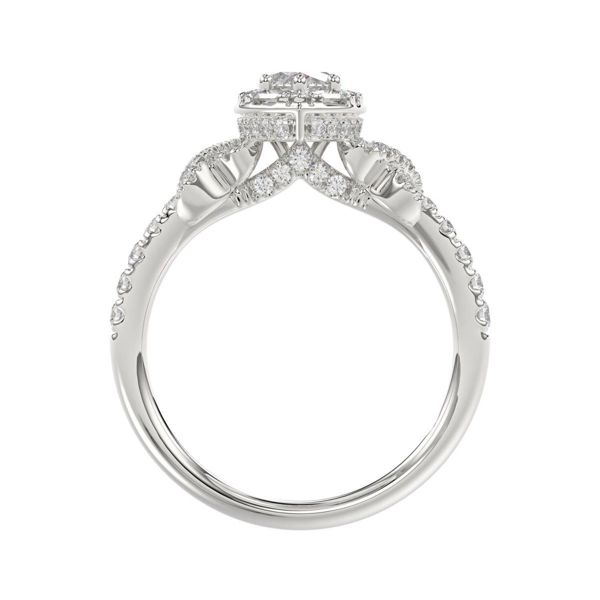 18K WHITE GOLD 1 1/4CT ROUND/MARQUISE DIAMOND LADIES RING(CENTER STONE MARQUISE DIAMOND 3/4CT)