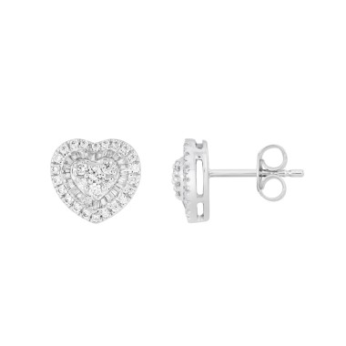 18K WHITE GOLD 3/4CT ROUND/BAGUETTE DIAMOND LADIES EARRINGS 