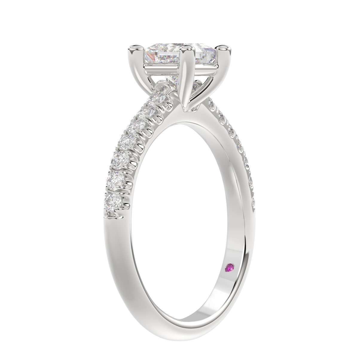 14K WHITE GOLD 1/2CT ROUND DIAMOND LADIES SEMI MOUNT BRIDAL SET (CENTER STONE PRINCESS DIAMOND 1CT)
