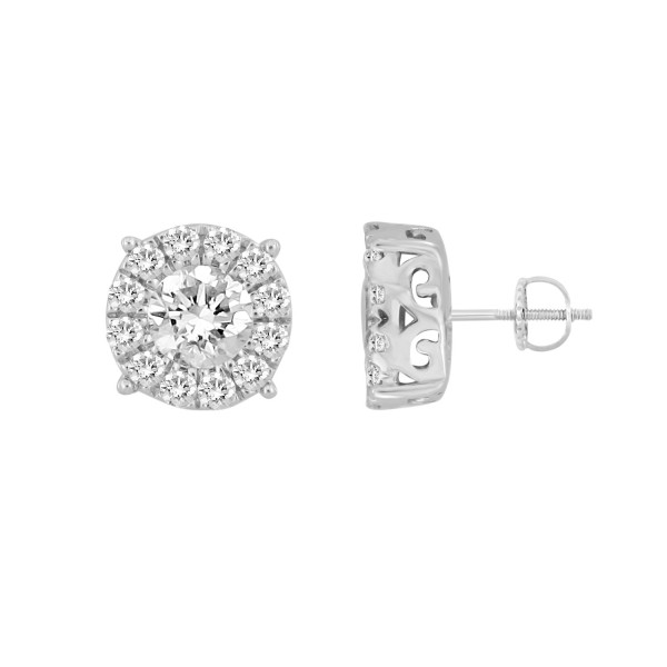18K WHITE GOLD 1/4CT ROUND DIAMOND LADIES EARRINGS...