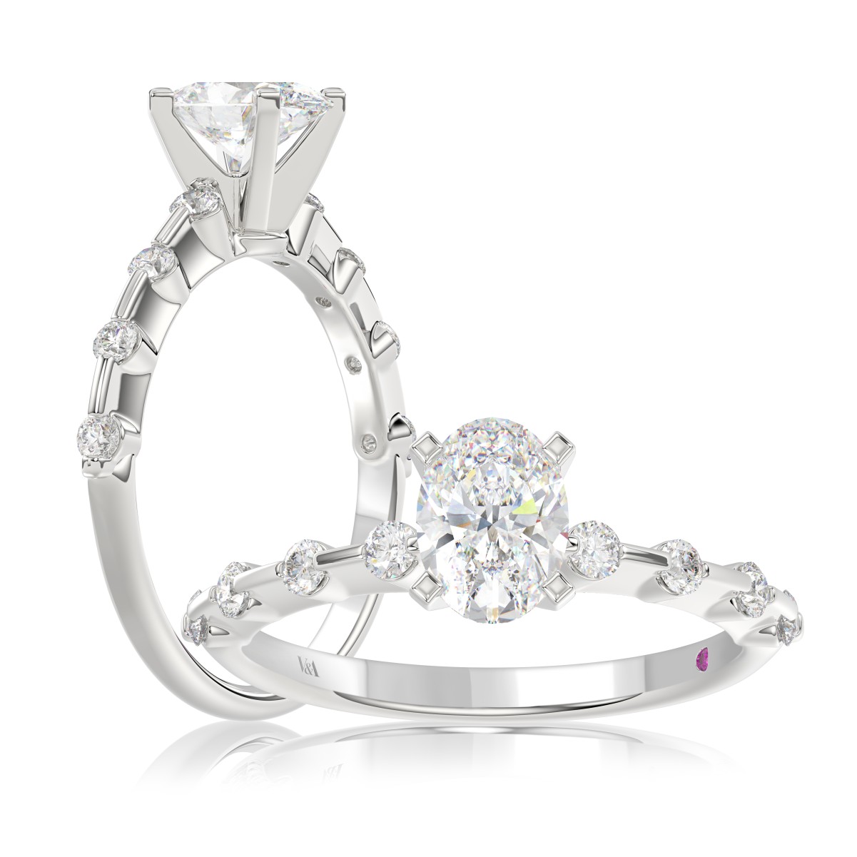 14K WHITE GOLD 1/4CT ROUND DIAMOND LADIES SEMI MOUNT RING (CENTER STONE OVAL DIAMOND 1CT) 14K WHITE GOLD 1/4CT ROUND DIAMOND LADIES SEMI MOUNT RING (CENTER STONE OVAL DIAMOND 1CT)