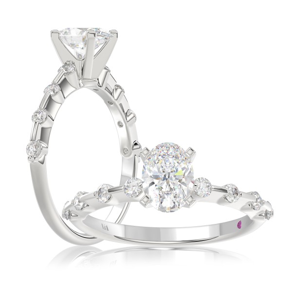 14K WHITE GOLD 1/4CT ROUND DIAMOND LADIES SEMI MOU...