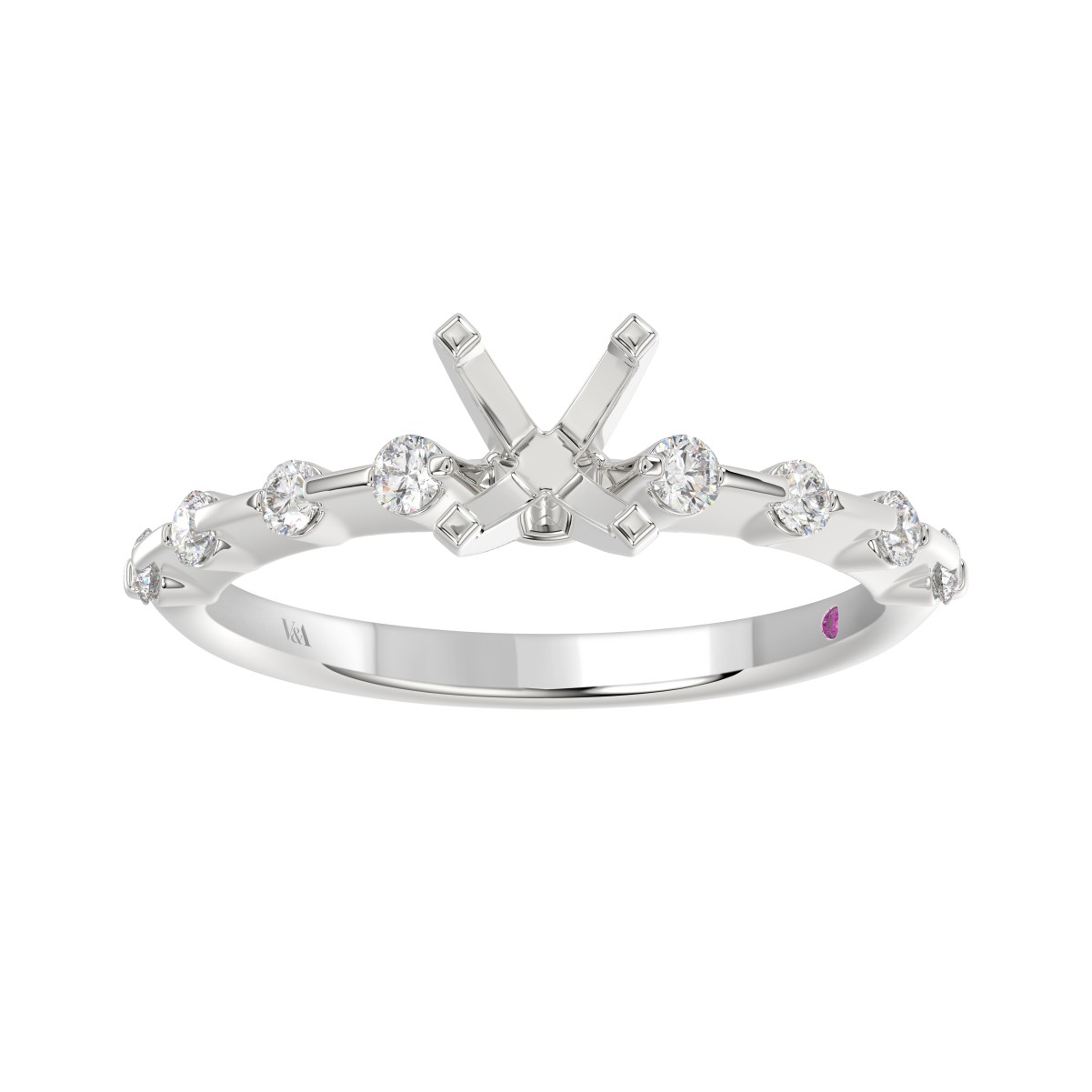 18K WHITE GOLD 1/4CT ROUND DIAMOND LADIES SEMI MOUNT RING(CENTER STONE MOUNT OVAL DIAMOND 1CT)
