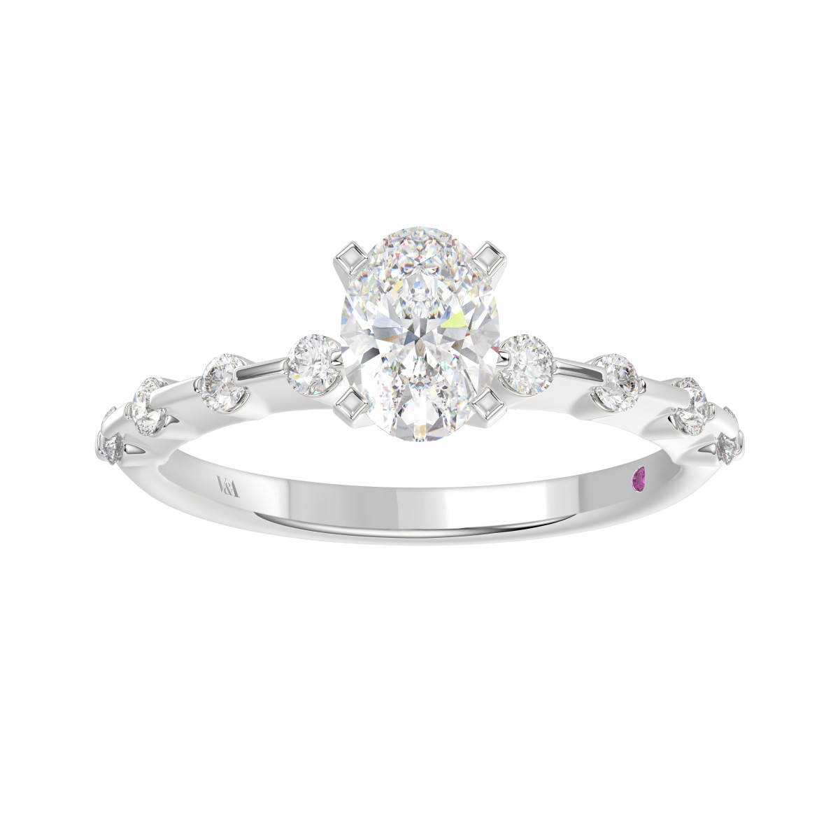 18K WHITE GOLD 1/4CT ROUND DIAMOND LADIES SEMI MOUNT RING(CENTER STONE MOUNT OVAL DIAMOND 1CT)