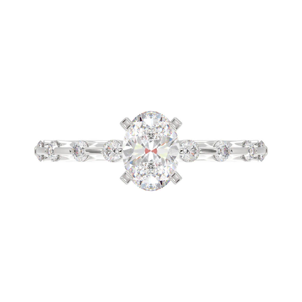 18K WHITE GOLD 1/4CT ROUND DIAMOND LADIES SEMI MOUNT RING(CENTER STONE MOUNT OVAL DIAMOND 1CT)