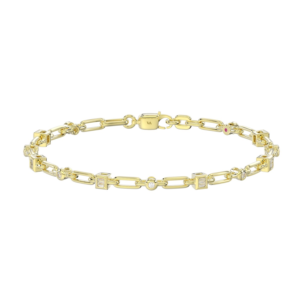 14K YELLOW GOLD 1/3CT ROUND/BAGUETTE DIAMOND LADIES BRACELET 14K YELLOW GOLD 1/3CT ROUND/BAGUETTE DIAMOND LADIES BRACELET