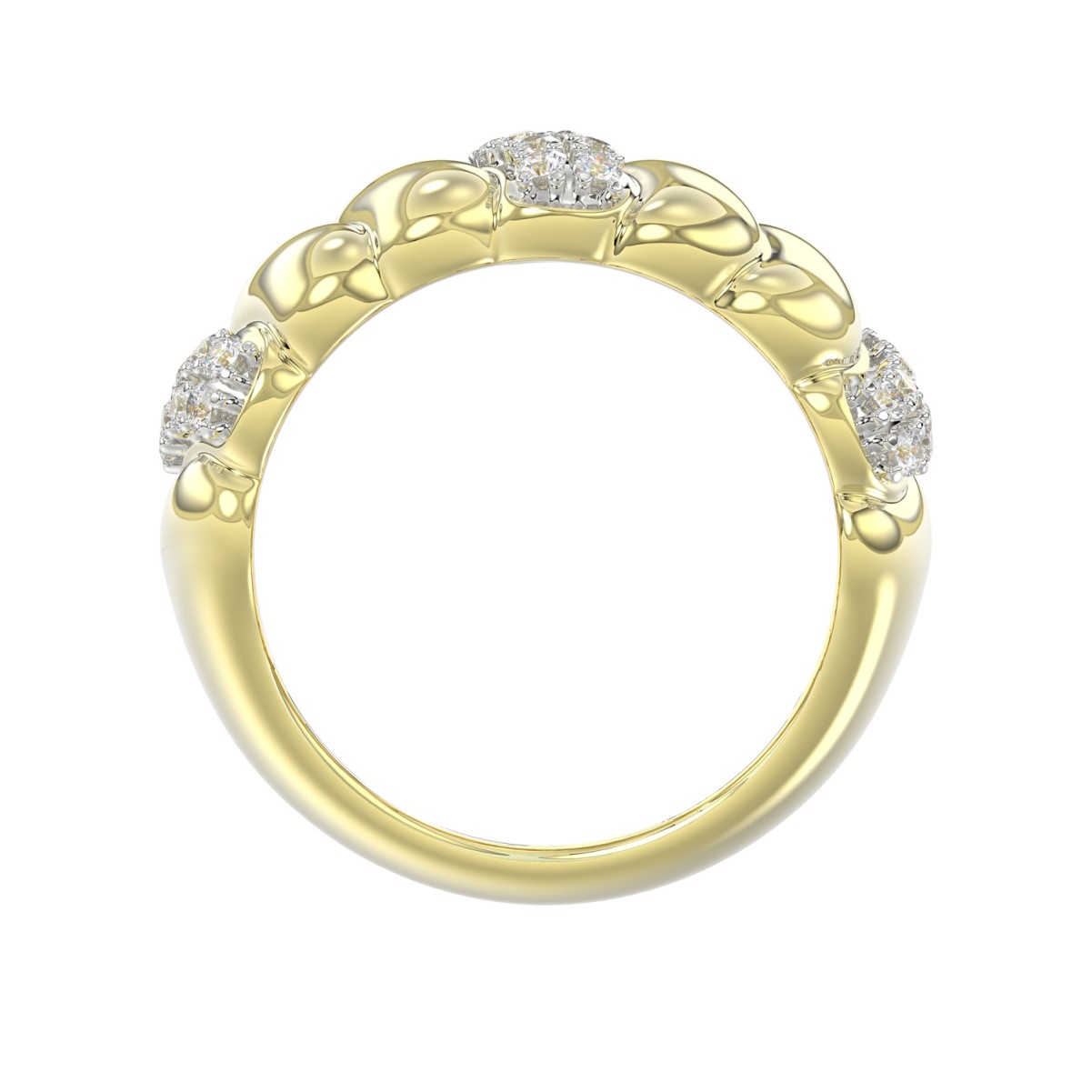14K YELLOW GOLD 1/4CT ROUND DIAMOND LADIES BAND 