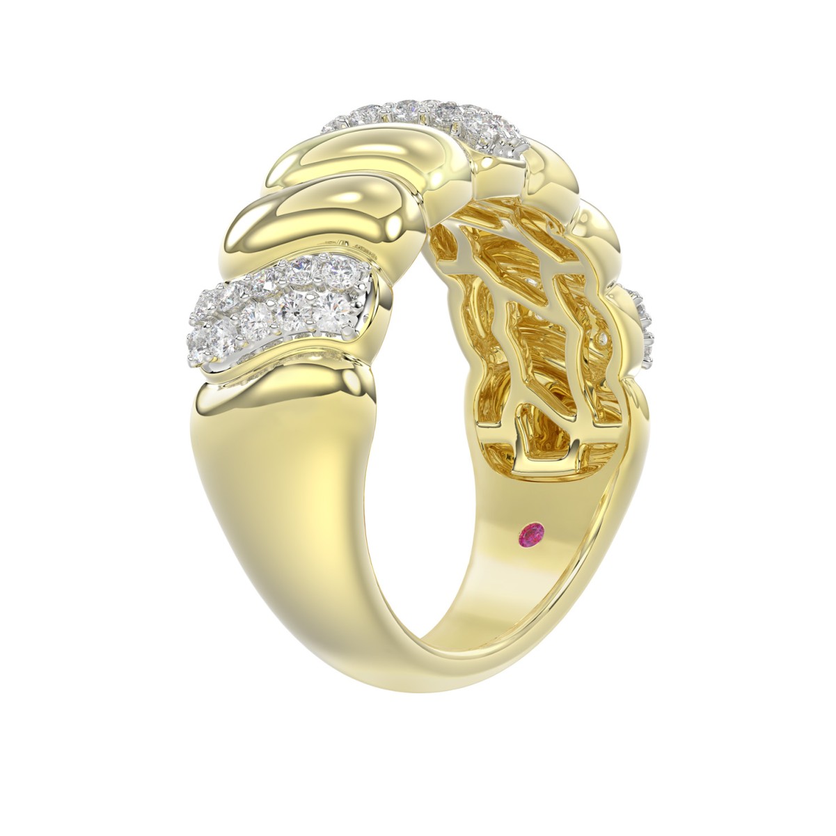 14K YELLOW GOLD 1/4CT ROUND DIAMOND LADIES BAND 