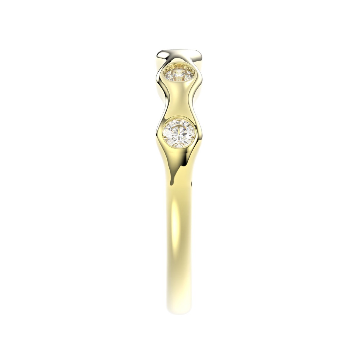18K YELLOW GOLD 3/8CT ROUND DIAMOND LADIES BAND