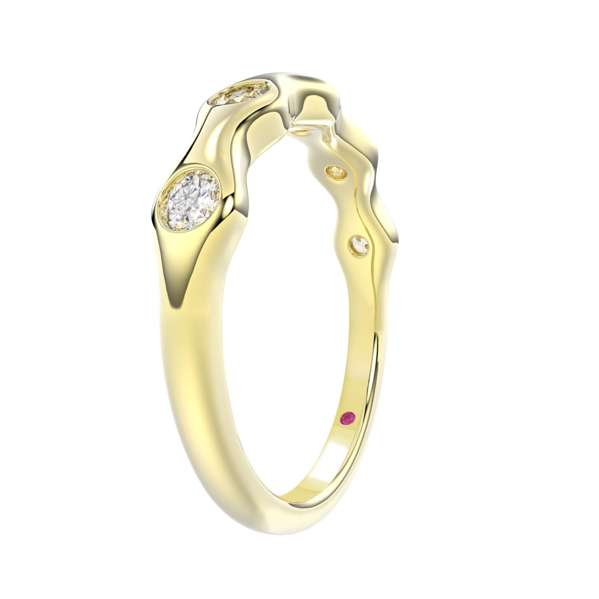 18K YELLOW GOLD 3/8CT ROUND DIAMOND LADIES BAND