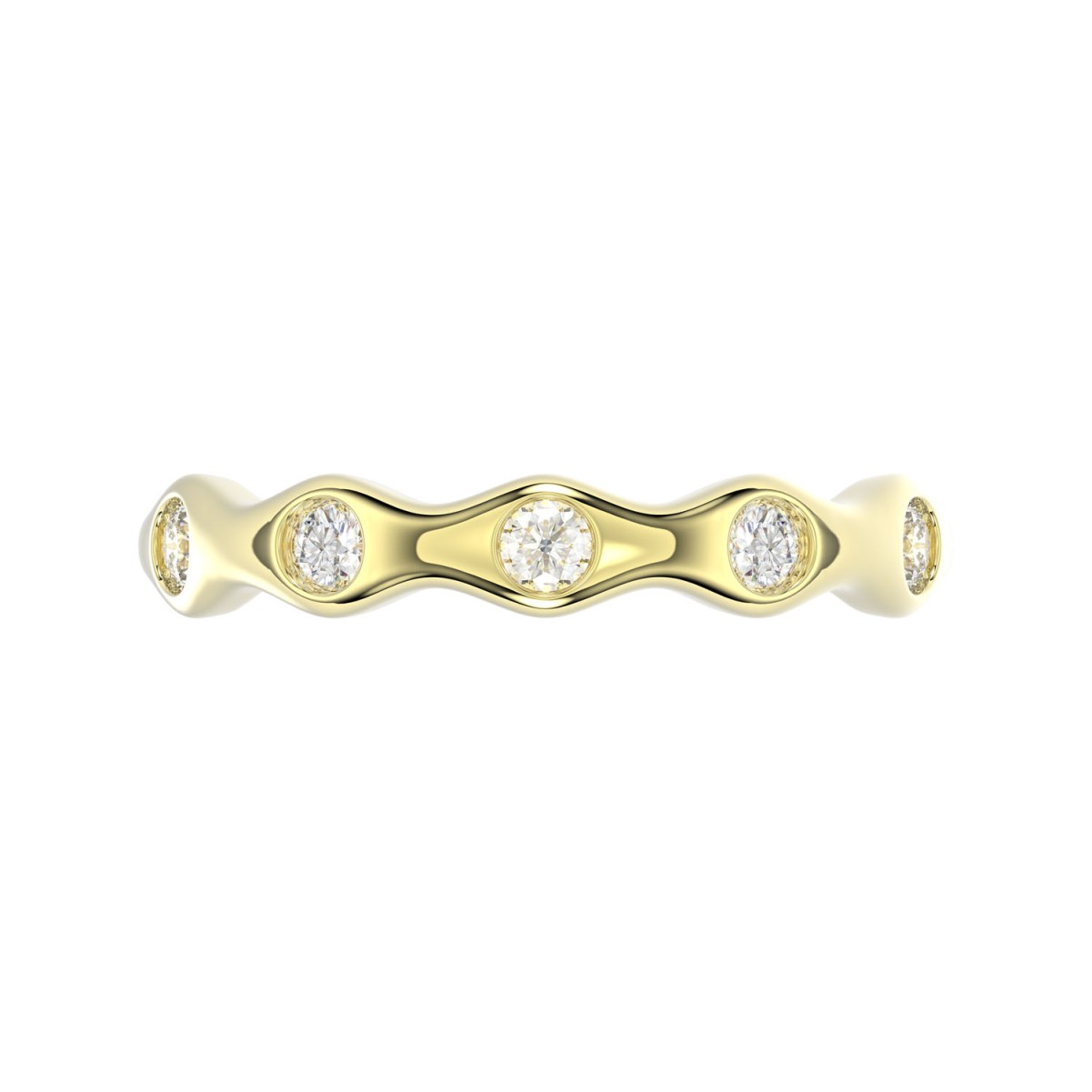 18K YELLOW GOLD 3/8CT ROUND DIAMOND LADIES BAND