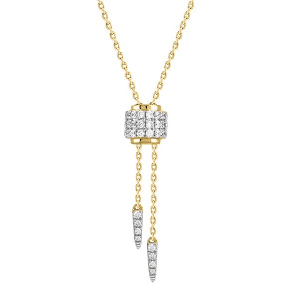 14K YELLOW GOLD 1/2CT ROUND DIAMOND LADIES NECKLAC...