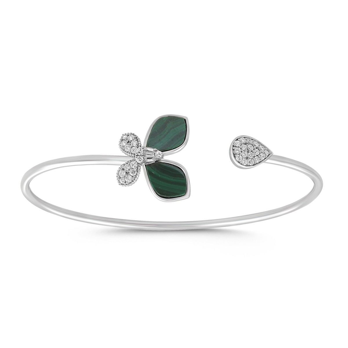 18K WHITE GOLD 3/8CT ROUND/BAGUETTE DIAMOND LADIES BANGLE